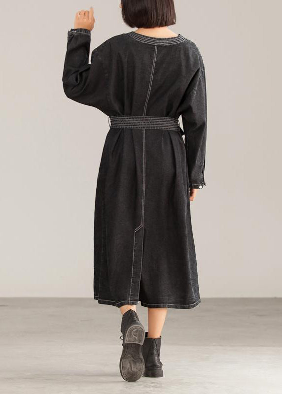 Modern Cotton Clothes for High Street Loose Long Sleeve Dress