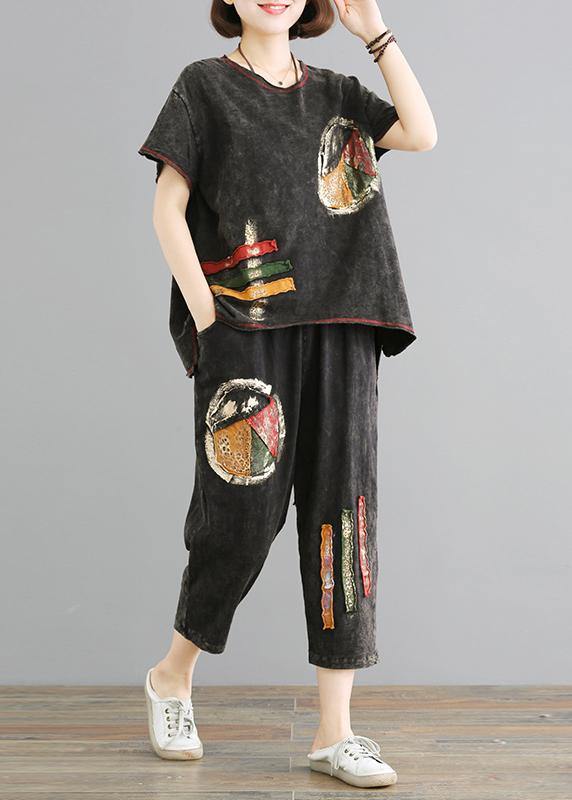 Modern Cotton Crane Organic Cotton Loose Short Sleeve Blouse and Pants