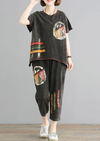 Modern Cotton Crane Organic Cotton Loose Short Sleeve Blouse and Pants