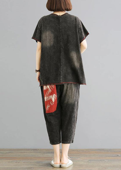 Modern Cotton Crane Organic Cotton Loose Short Sleeve Blouse and Pants