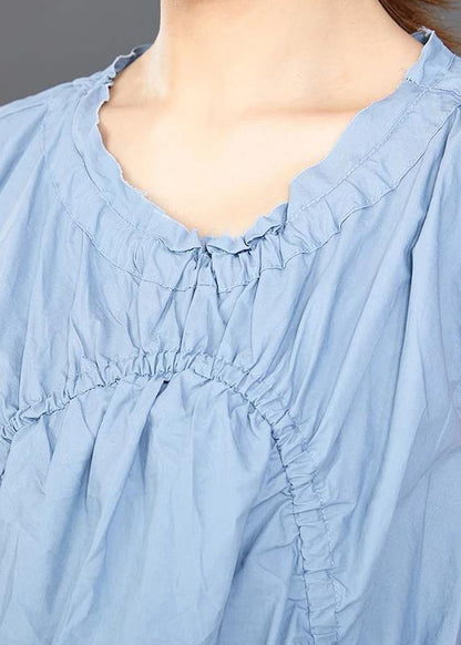 Modern Cotton Tunic Pattern Drops Design Folded Lacing Irregular Splice Color Dress