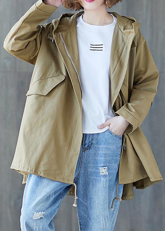 Modern Drawstring Hem Cotton Tunic Top Inspiration Khaki Tops Fall