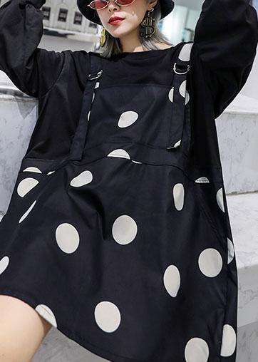 Modern False Two Pieces Cotton Outfit Tutorials Black Dress Fall