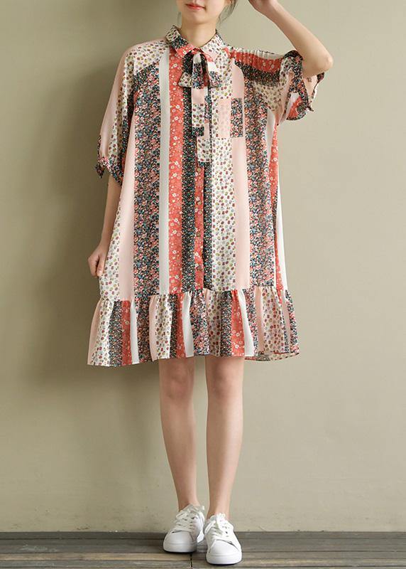 Modern Chiffon Outfit Fabrics Half Sleeve Lapel Kaftan Summer Dresses