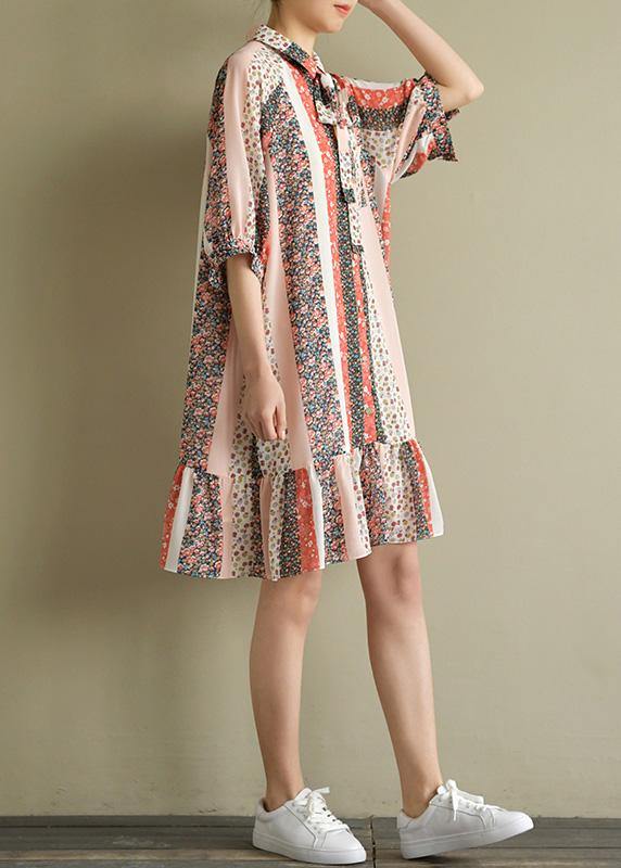 Modern Chiffon Outfit Fabrics Half Sleeve Lapel Kaftan Summer Dresses