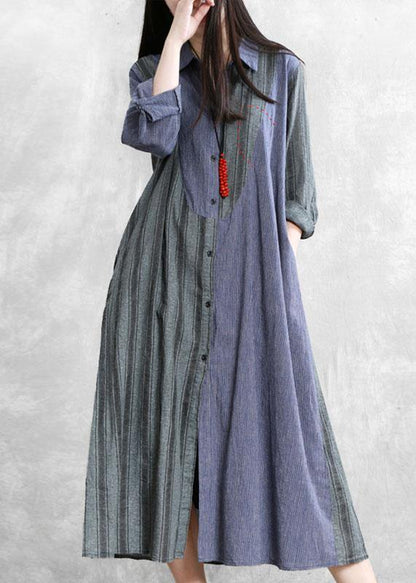 Modern Gray Striped Clothes Outfits Lapel Asymmetric Outwear