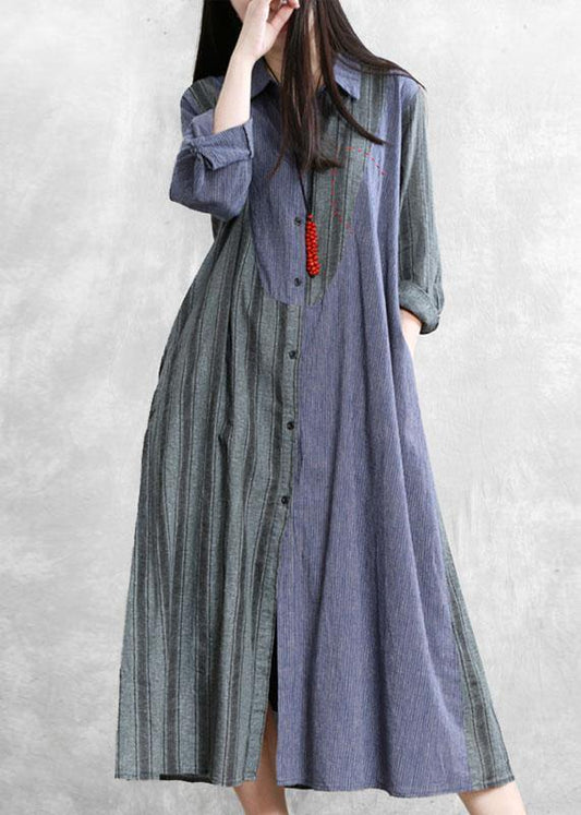 Modern Gray Striped Clothes Outfits Lapel Asymmetric Outwear