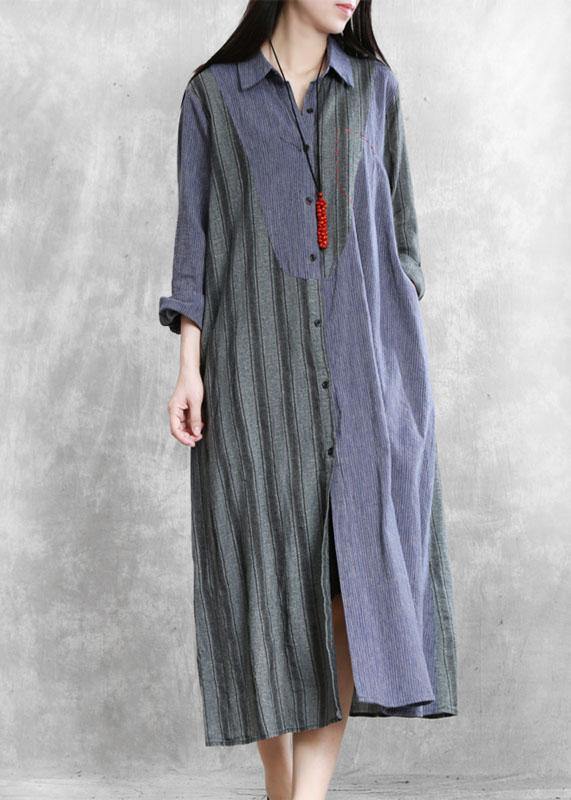 Modern Gray Striped Clothes Outfits Lapel Asymmetric Outwear