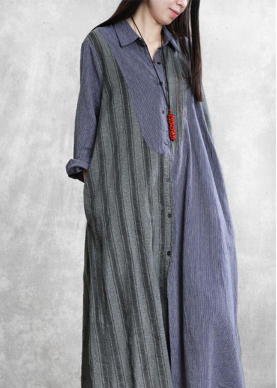 Modern Gray Striped Clothes Outfits Lapel Asymmetric Outwear
