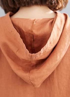 Modern Hooded Batwing Sleeve Linen Cotton Dress Sleeve Green Dresses
