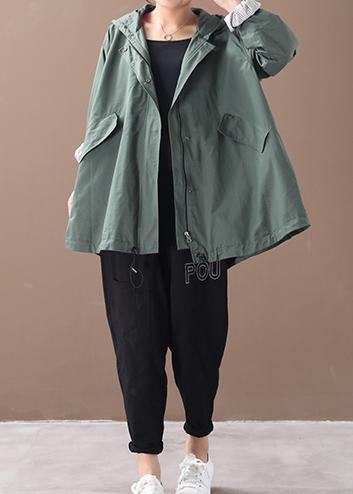 Modern Hooded Baggy Clothes for Green Silhouette Winter Outwear