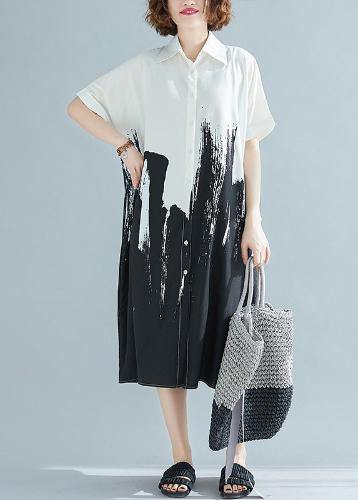 Modern Lapel Cotton Clothes for Work Outfits Brown Leopard Print Dress