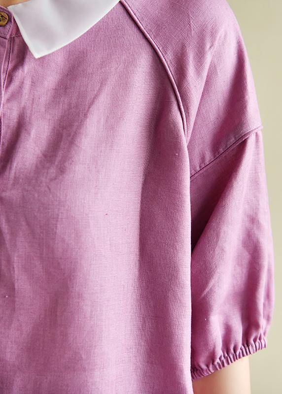 Modern Light Purple Clothes for Lapel Half Sleeve Silhouette Summer Shirts