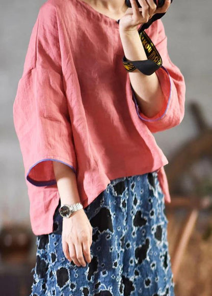 Modern Linen Box Top Retro Color Literary Comfortable T-shirt