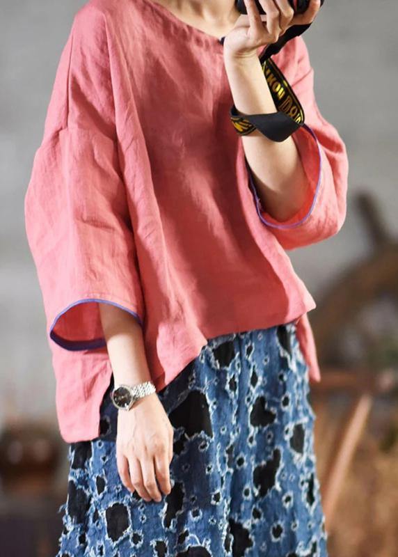 Modern Linen Box Top Retro Color Literary Comfortable T-shirt