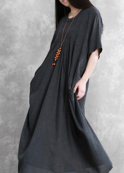 Modern O Neck Asymmetric Summer Robes Runway Dark Gray Dresses