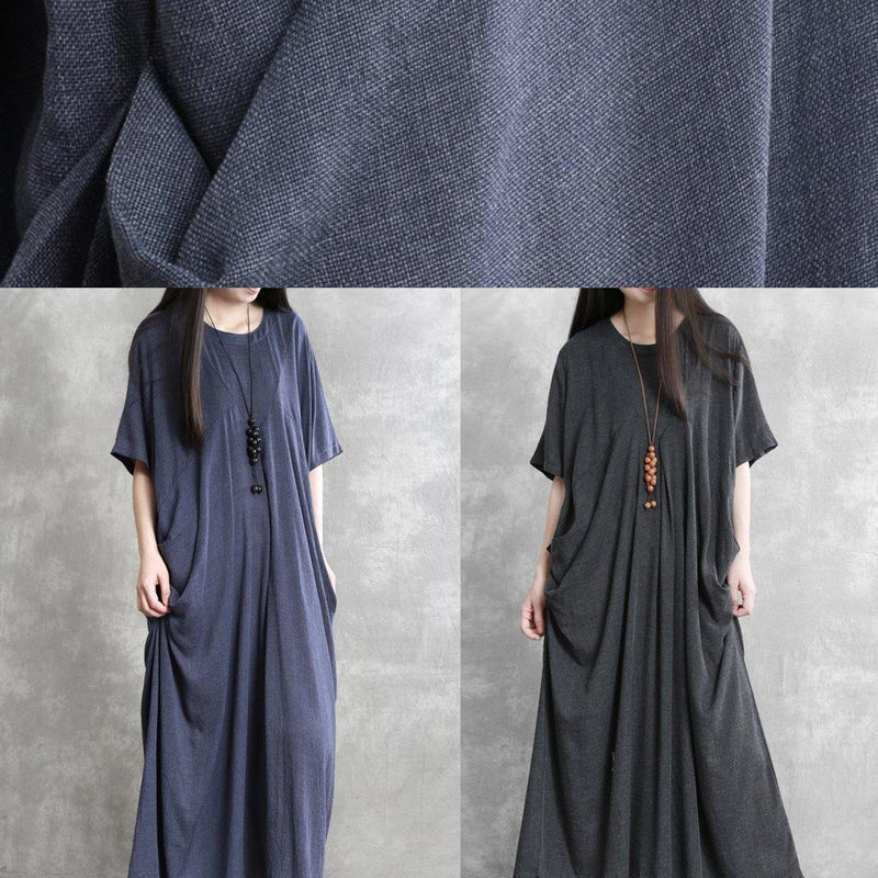 Modern O Neck Asymmetric Summer Robes Runway Dark Gray Dresses