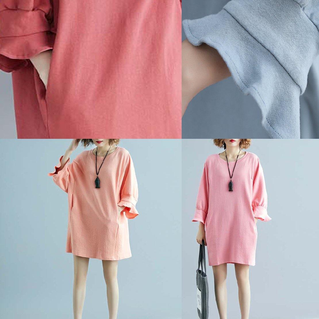 Modern O Neck Half Sleeve Cotton Linen Outfit Work Orange Dresses Summer