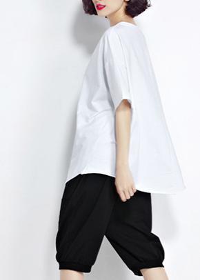 Modern O Neck Short Sleeve Cotton Clothes for Tunic Tops White Box Blouses Summer