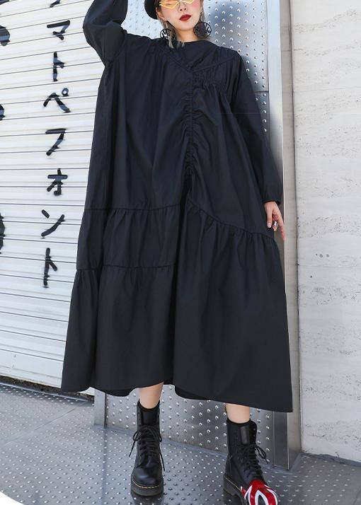 Modern O Neck Cinched Cotton Fall Long Shirts Ideas Black a Line Dresses