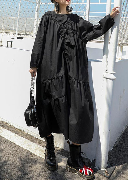 Modern O Neck Cinched Cotton Fall Long Shirts Ideas Black a Line Dresses