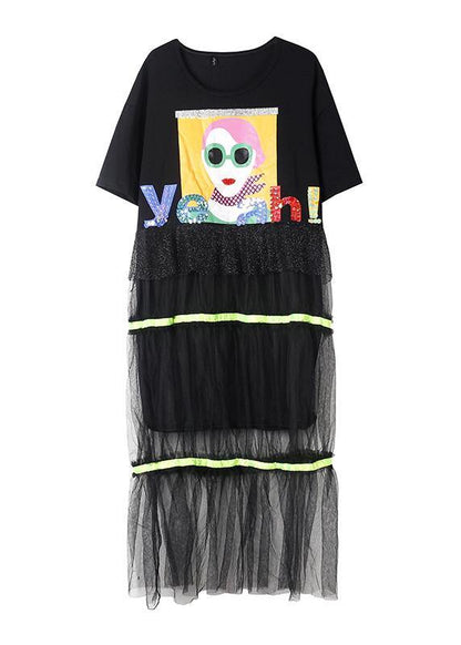 Modern Patchwork Tulle Clothes Shirts White Prints Dresses Summer