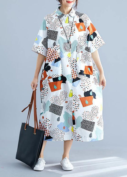 Modern Prints Cotton Clothes Big Pockets Dresses Summer Dress
