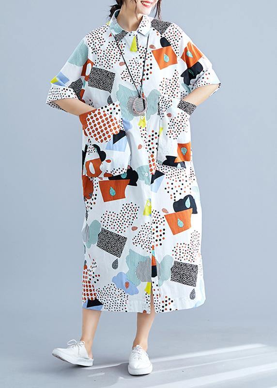Modern Prints Cotton Clothes Big Pockets Dresses Summer Dress
