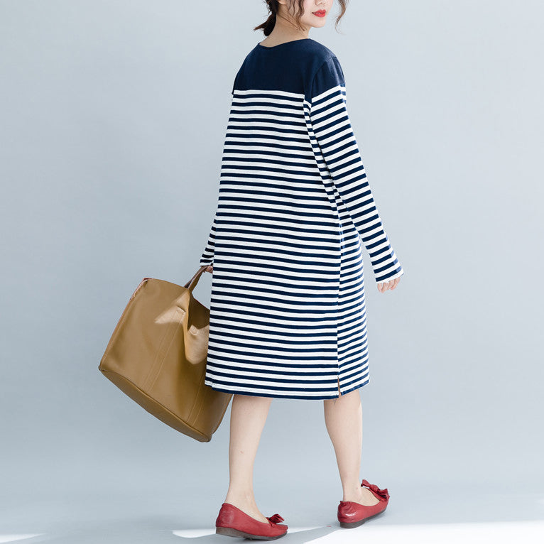 Modern Striped Cotton Tunics Ideas Pockets Cotton Dress