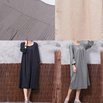 Modern Cinched Linen Cotton Clothes for Shirts Khaki Dress Summer