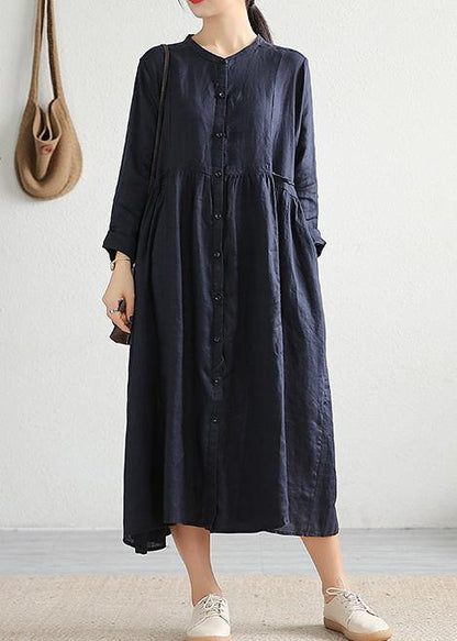 Modern Cinched Pockets Linen Outfit Outfits Navy Dress Spring