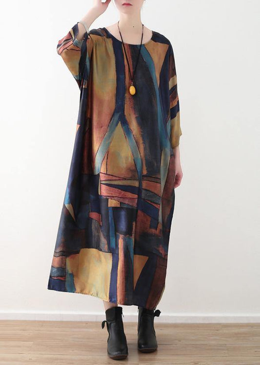 Modern Yellow Green Patchwork Color Chiffon Quilting Clothes Bracelet Sleeved Art Summer Dress