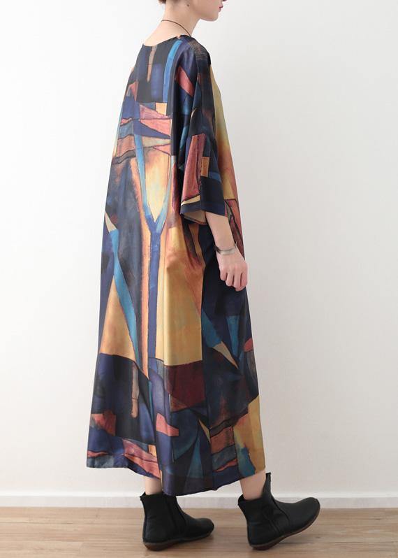 Modern Yellow Green Patchwork Color Chiffon Quilting Clothes Bracelet Sleeved Art Summer Dress