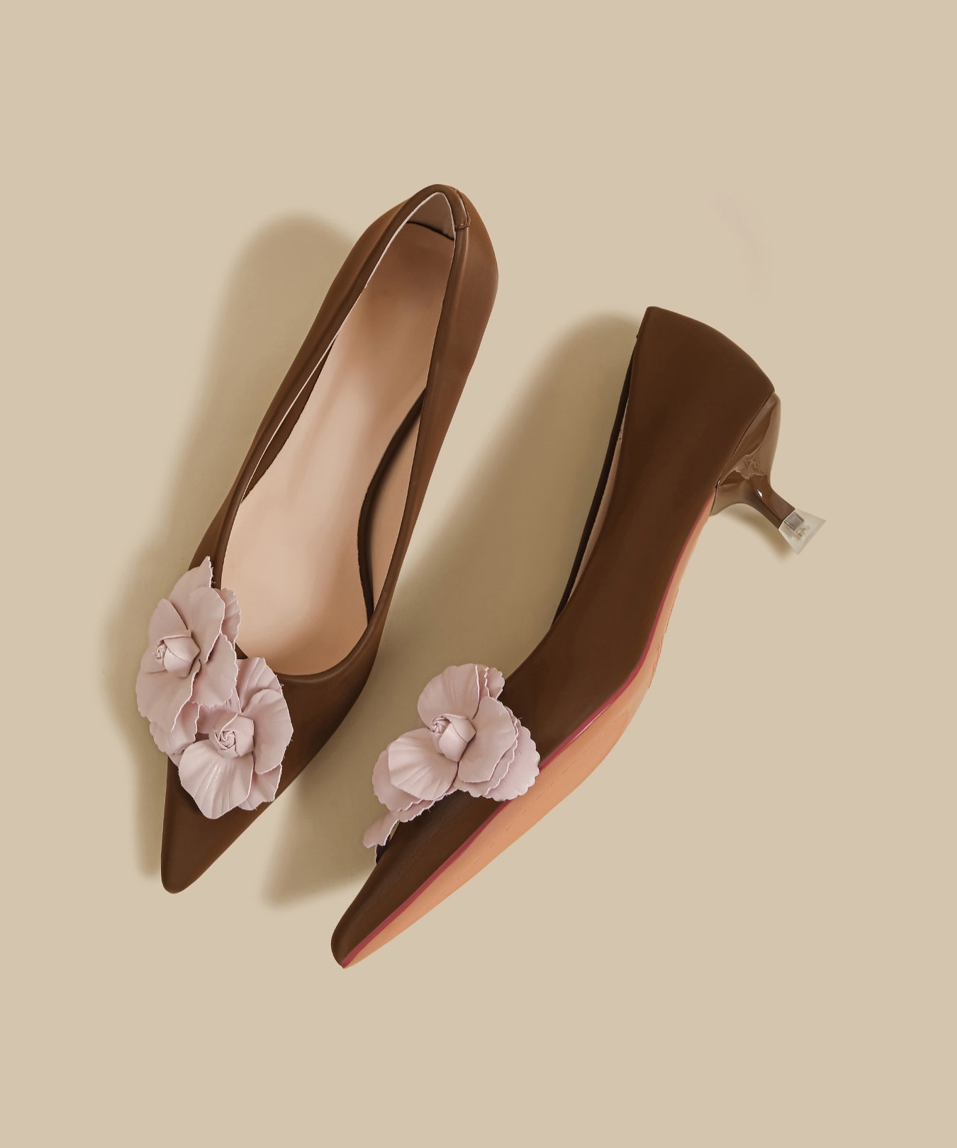 Mulberry Faux Leather Splicing High Heel Shoes Pointed Toe