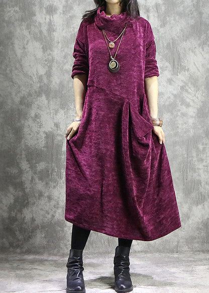Mulberry Patchwork Corduroy Long Dress Spring