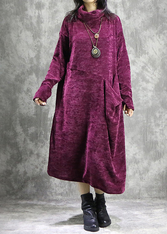 Mulberry Patchwork Corduroy Long Dress Spring