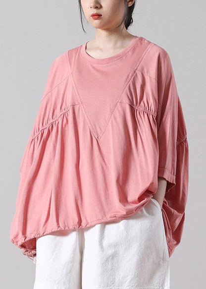 Natural Black Batwing Sleeve Cotton Summer Short Sleeve Tops