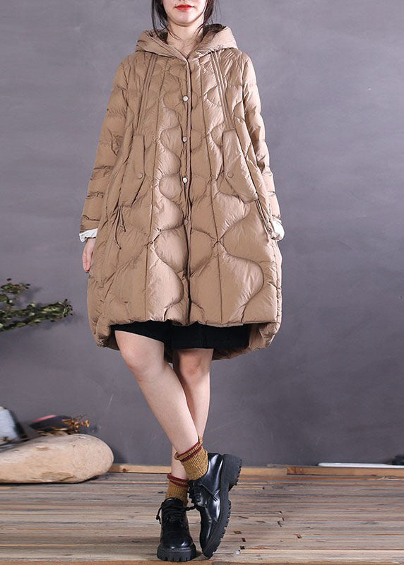 Natural Black Hooded Loose Duck Down Winter Down Coat