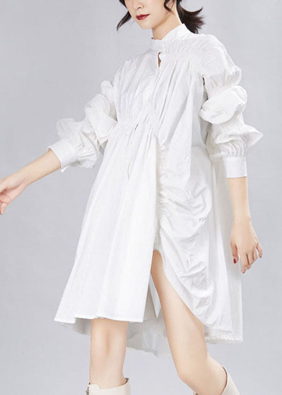 Natural Black Lantern Sleeve Asymmetrical Holiday Dresses