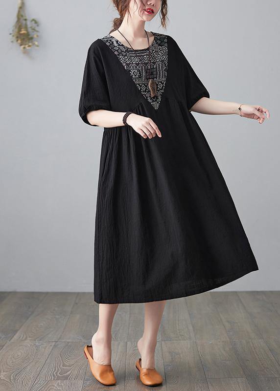 Natural Chocolate Patchwork Short Sleeve Maxi Dresses Summer