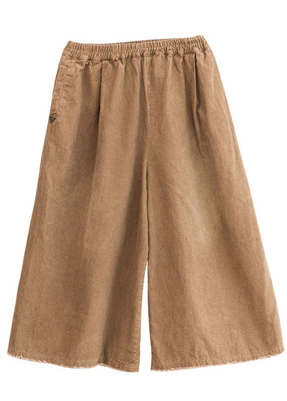 Natural Chocolate Corduroy Wide Leg Pants Spring