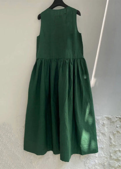 Natural Green Patchwork Maxi Dress Summer