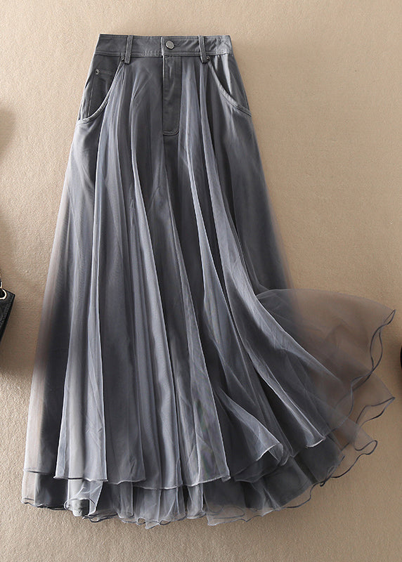Natural Print3 High Waist Patchwork Tulle Skirts Spring