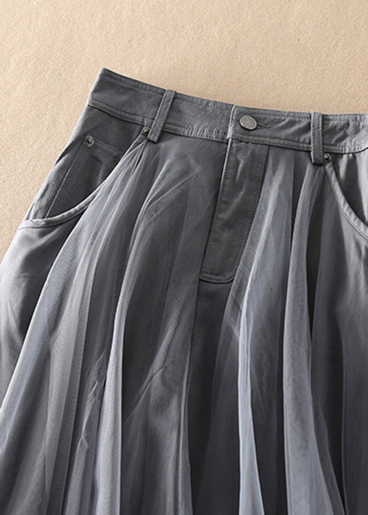 Natural Print4 High Waist Patchwork Tulle Skirts Spring