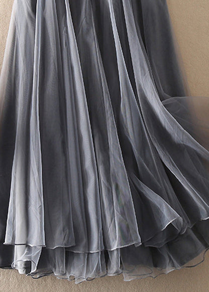 Natural Print1 High Waist Patchwork Tulle Skirts Spring