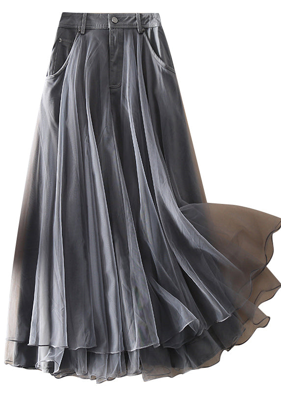 Natural Print5 High Waist Patchwork Tulle Skirts Spring
