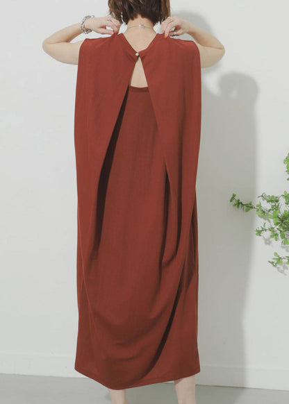 Natural Mulberry O-neck Maxi Dress Summer
