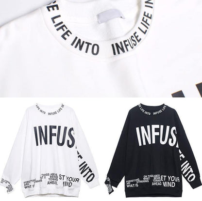 Natural O Neck Spring Clothes For Women Fashion Ideas Black Letter Shirt