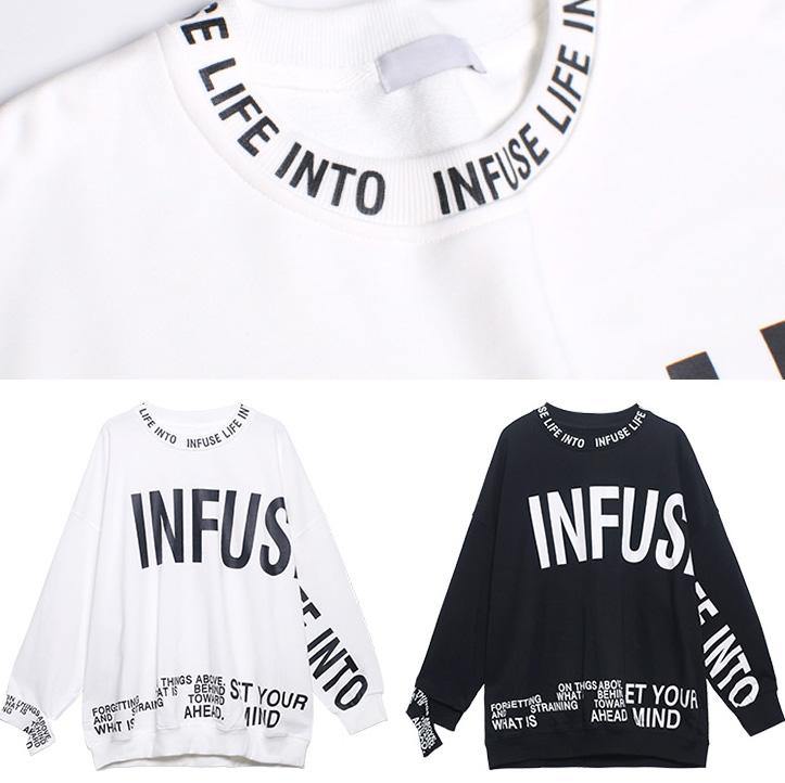 Natural O Neck Spring Clothes for Ideas Black Letter Shirt