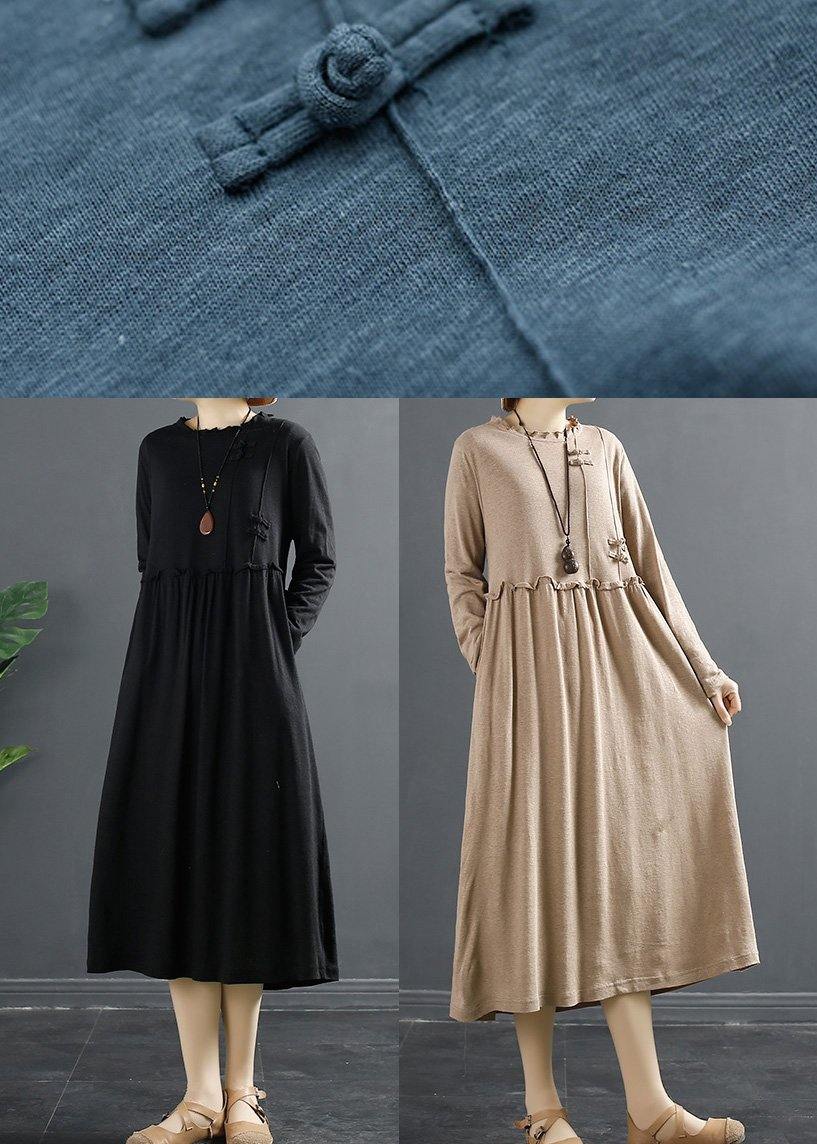 Natural Ruffled Patchwork Tunic Blue a Line Dresses